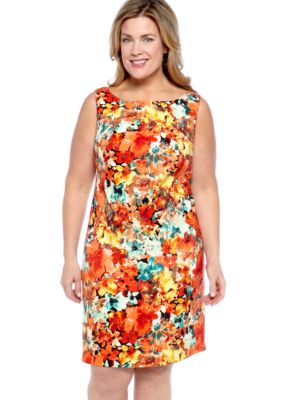 Kim Rogers Plus Size Sleeveless Floral Sheath Dress