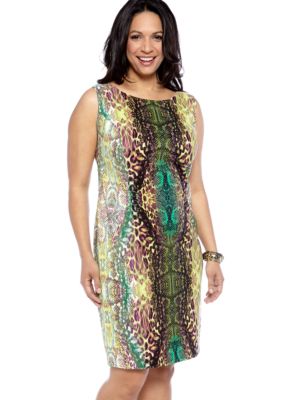 Kim Rogers Plus Size Sleeveless Printed Sheath Dress