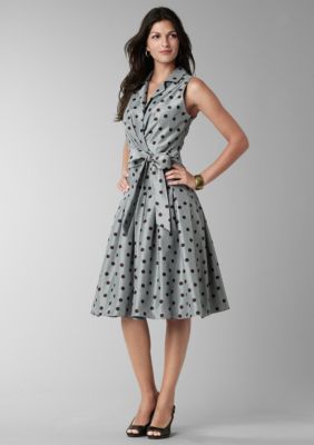 ND&reg; New Directions Petite Polka Dot Shantung Dress