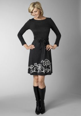 ND&reg; New Directions Petite Embroidered Hem Knit Sweater Dress
