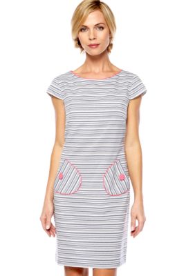 Jessica Howard Cap-Sleeved Stripe Shift Dress
