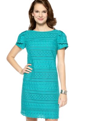 Jessica Howard Short Sleeve Eyelet Shift