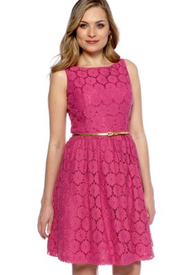 New Directions Sleeveless Allover Lace Dress