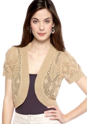 New Directions Short-Sleeved Crochet Shrug