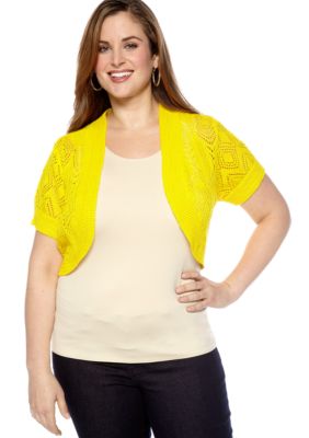 New Directions Plus Size Short-Sleeved Crochet Shrug