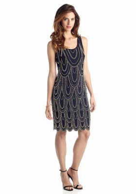 Betsy  Adam Allover Beaded Cocktail Dress