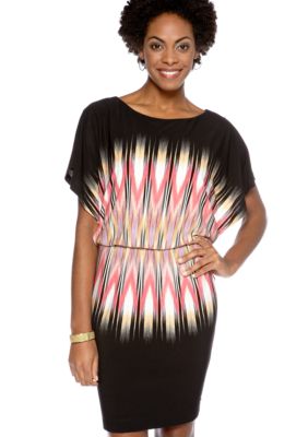 Maggy London Petite Printed Matte Jersey Blouson Dress