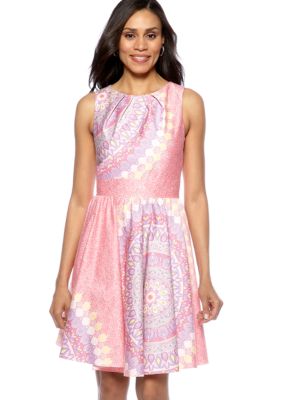 Maggy London Sleeveless Printed Fit and Flare Dress