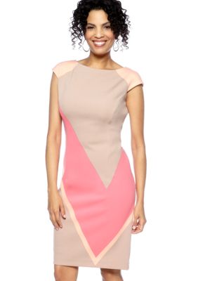 Maggy London Cap-Sleeved Colorblock Sheath Dress