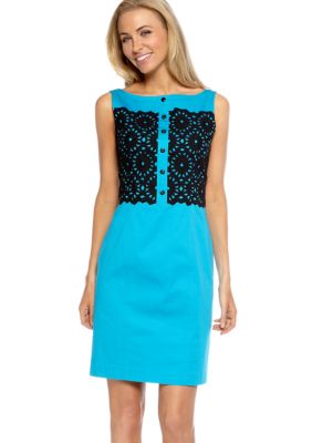 Maggy London Sleeveless Sheath Dress with Embroidery