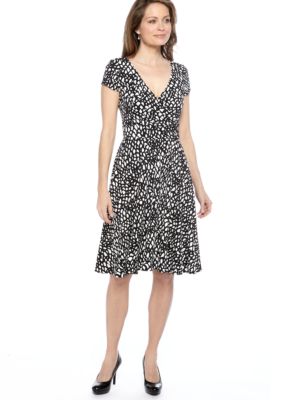 Maggy London Cap-Sleeved Printed Matte Jersey Dress