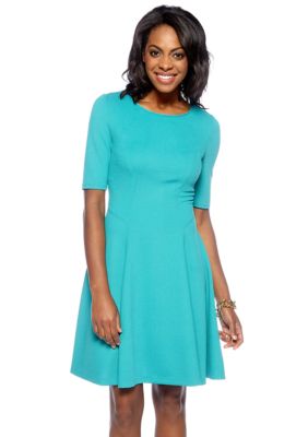 Maggy London Petite Elbow Sleeved Crepe A-Line Dress