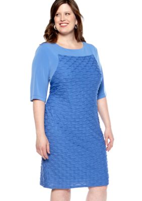 London Times Plus Size Elbow Sleeved Sheath Dress