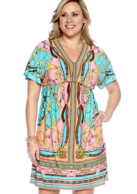 London Times Plus Size Dolman Sleeve Blouson Dress