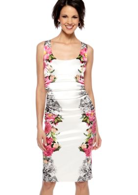 London Times Sleeveless Side Border Sheath Dress