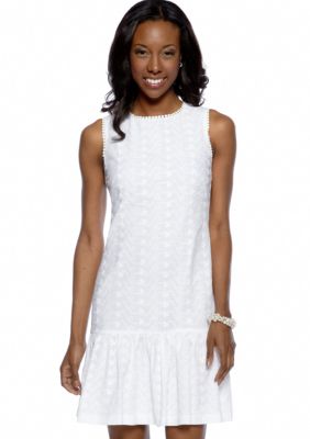 London Times Sleeveless Eyelet Shift Dress