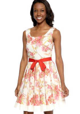 Taylor Sleeveless Floral Fit and Flare Dress
