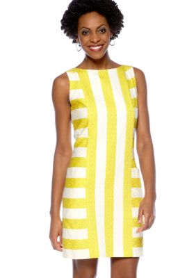 Taylor Sleeveless Jacquard Stripe Shift Dress