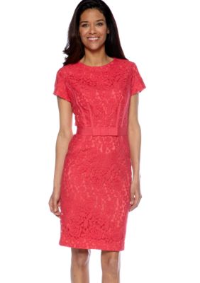 Taylor Cap-Sleeved Allover Lace Sheath Dress