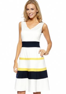 Anne Klein Sleeveless V-Neck Colorblock Dress