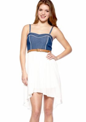 A Byer Jean Top Hi Lo Gauze Dress