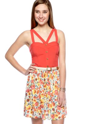 A Byer Challis Floral Skirted Dress