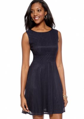 Gabby Skye Sleeveless Allover Lace Fit and Flare Dress
