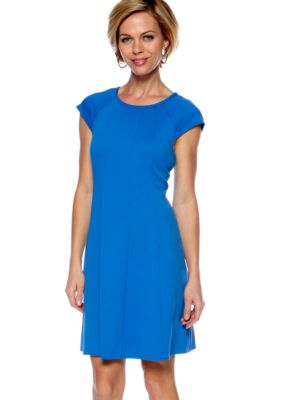 Gabby Skye Cap-Sleeved Trapeze Dress