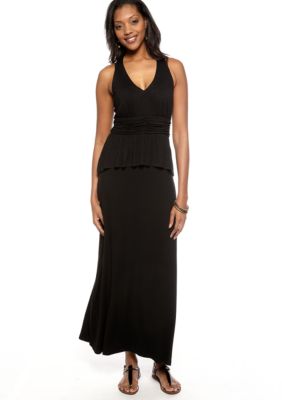 Gabby Skye Petite Halter Peplum Maxi Dress