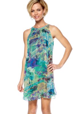 Gabby Skye Sleeveless Printed Trapeze Dress