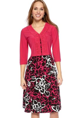 Julian Taylor Petite Three-Quarter Sleeved Jacket Dress