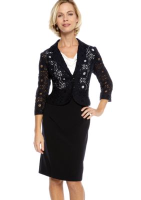 Danny & Nicole Petite Crochet Lace Jacket Dress