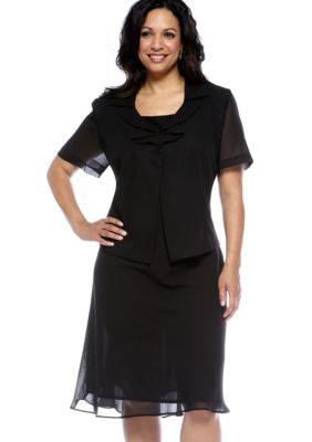 Danny & Nicole Plus Size Short-Sleeved Jacket Dress