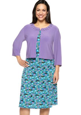 Julian Taylor Plus Size Ruffle Collar Jacket Dress