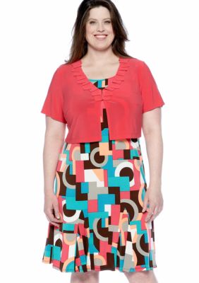 Danny & Nicole Plus Size Short-Sleeved Jacket Dress