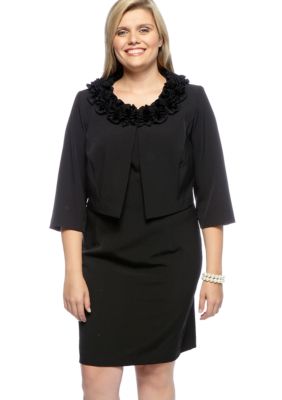 Danny & Nicole Ruffle Collar Jacket Dress