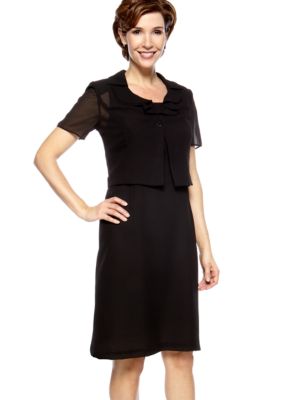 Danny & Nicole Flutter Neck Dress
