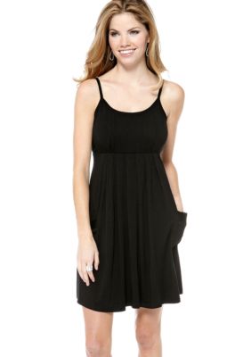 Spense Petite Spaghetti Strap Pin-Tuck Tank Dress
