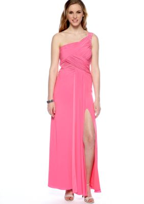 Hailey Logan One Shoulder Gown with Bead Trim