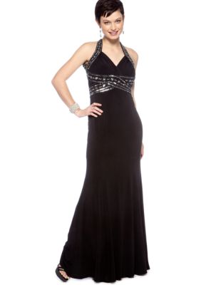 Hailey Logan Splatter Back Long Gown