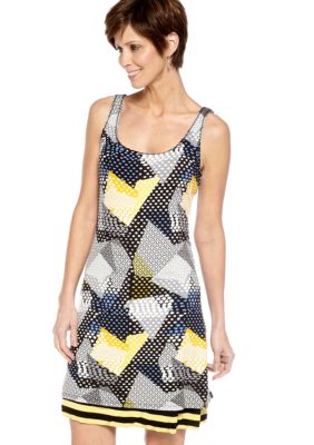 Sangria Sleeveless Printed Reversible Tank Dress