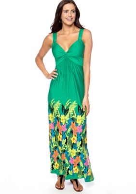 New Directions Sleeveless Border Print Maxi Dress