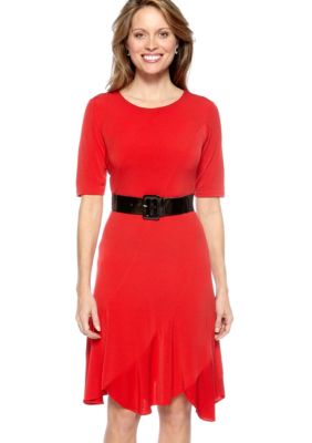 Madison Leigh Elbow Sleeve Belted Dress