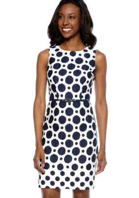 muse Sleeveless Polka Dot Belted Dress