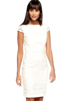 muse Cap-Sleeved Embroidered Sheath Dress