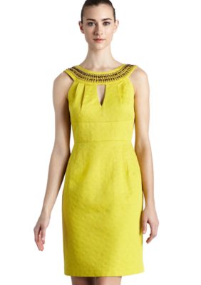 muse Sleeveless Beaded Neck Sheath Dress
