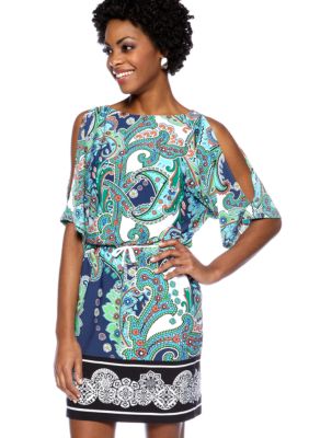 muse Cold Shoulder Dolman Sleeve Printed Dress