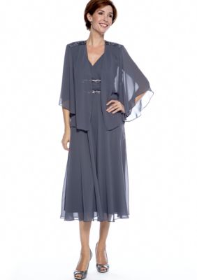 SL Fashions Beaded Chiffon Jacket Dress