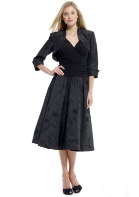 SL Fashions Solid Embroidered Bolero Jacket Dress