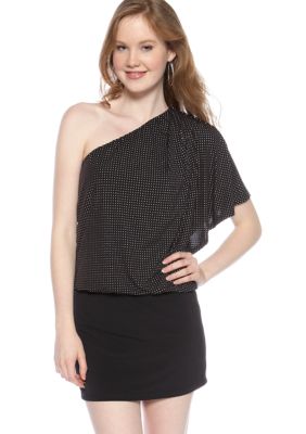 Speechless Studded One Shoulder Little Black Dress